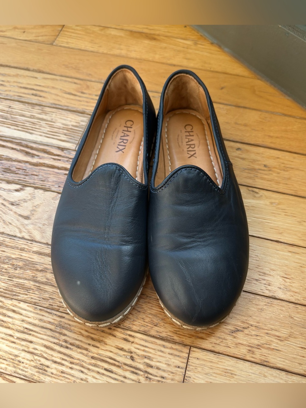 Charix Navy Blue Leather Slip On Loafers Shoes EU 37 / US 6.5–7 Artisan
